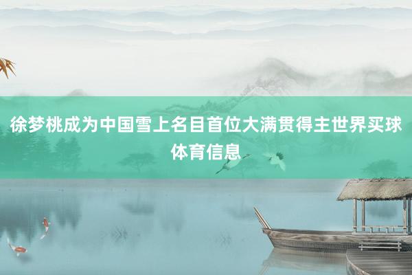 徐梦桃成为中国雪上名目首位大满贯得主世界买球体育信息