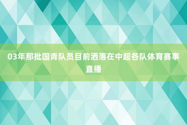 03年那批国青队员目前洒落在中超各队体育赛事直播