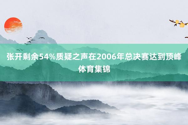 张开剩余54%质疑之声在2006年总决赛达到顶峰体育集锦