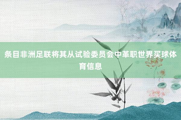 条目非洲足联将其从试验委员会中革职世界买球体育信息