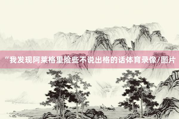“我发现阿莱格里险些不说出格的话体育录像/图片