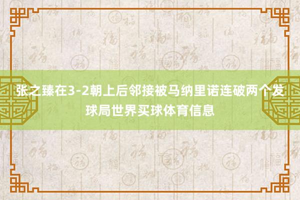 张之臻在3-2朝上后邻接被马纳里诺连破两个发球局世界买球体育信息