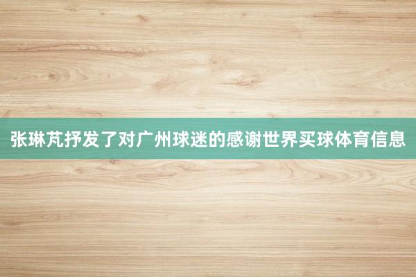 张琳芃抒发了对广州球迷的感谢世界买球体育信息