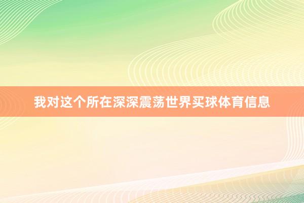 我对这个所在深深震荡世界买球体育信息